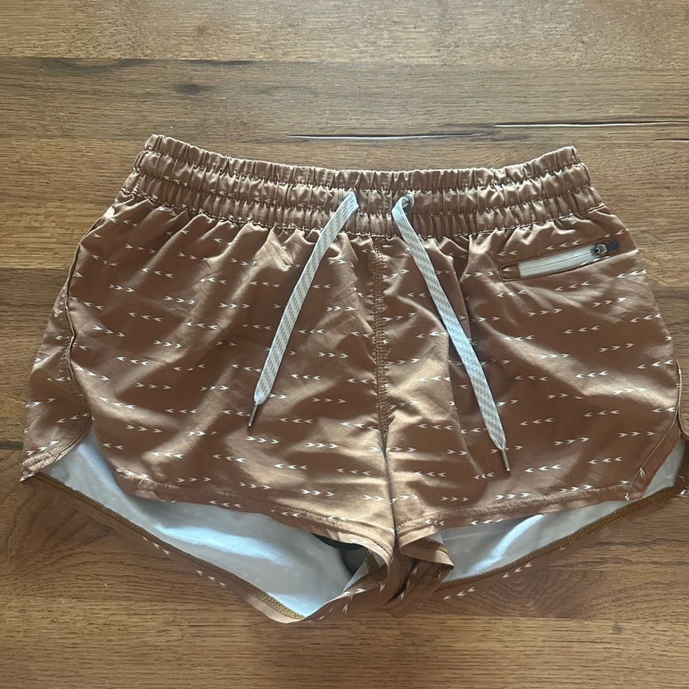 Vuori Brown and White Athletic Shorts